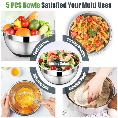 P&P CHEF two point six quart mixing bowl with lid for versatile prep.