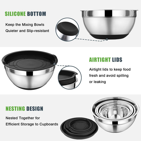 P&P CHEF four point six quart mixing bowl with lid for large batches.