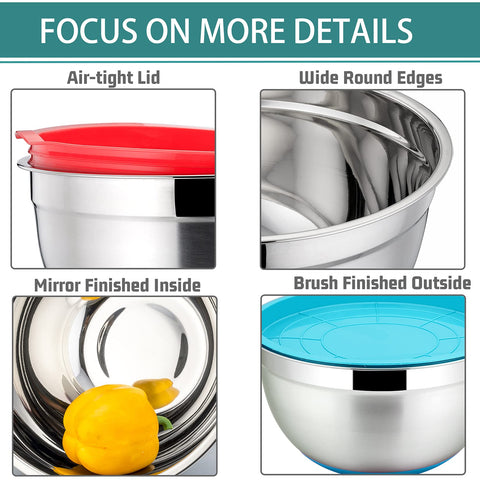 P&P CHEF six capacities cover mixing, serving, and storage needs.