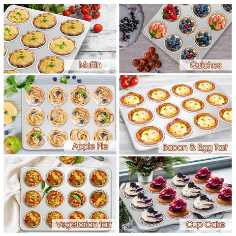 P&P CHEF muffin pan 12-cup capacity supports batch baking.