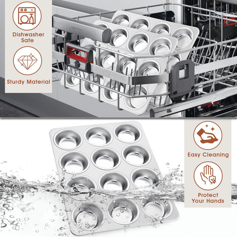 P&P CHEF muffin pan flat bottom ensures muffin stability.