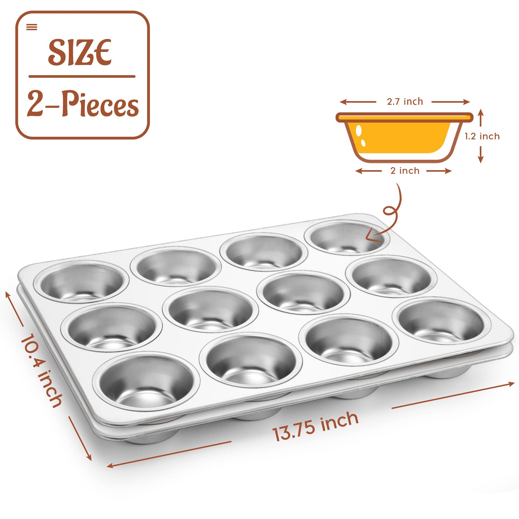 P&P CHEF muffin pan with a mirror finish for a premium look.