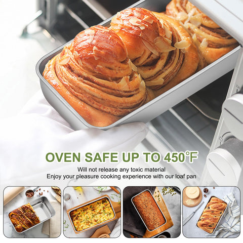 P&P CHEF pan-length 9.2 inches fits bread, meatloaf, and lasagna.
