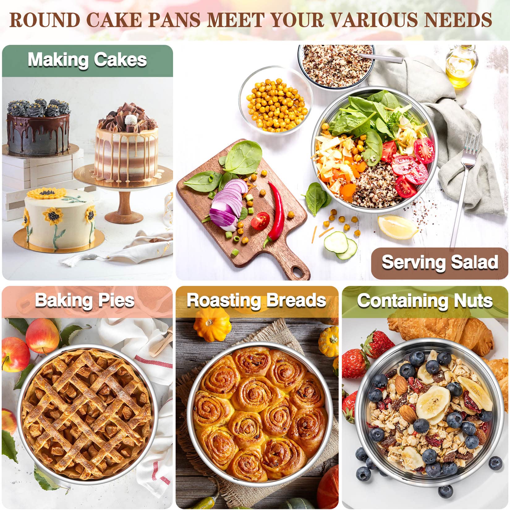 P&P CHEF versatile pans fit cakes, pies, and more.