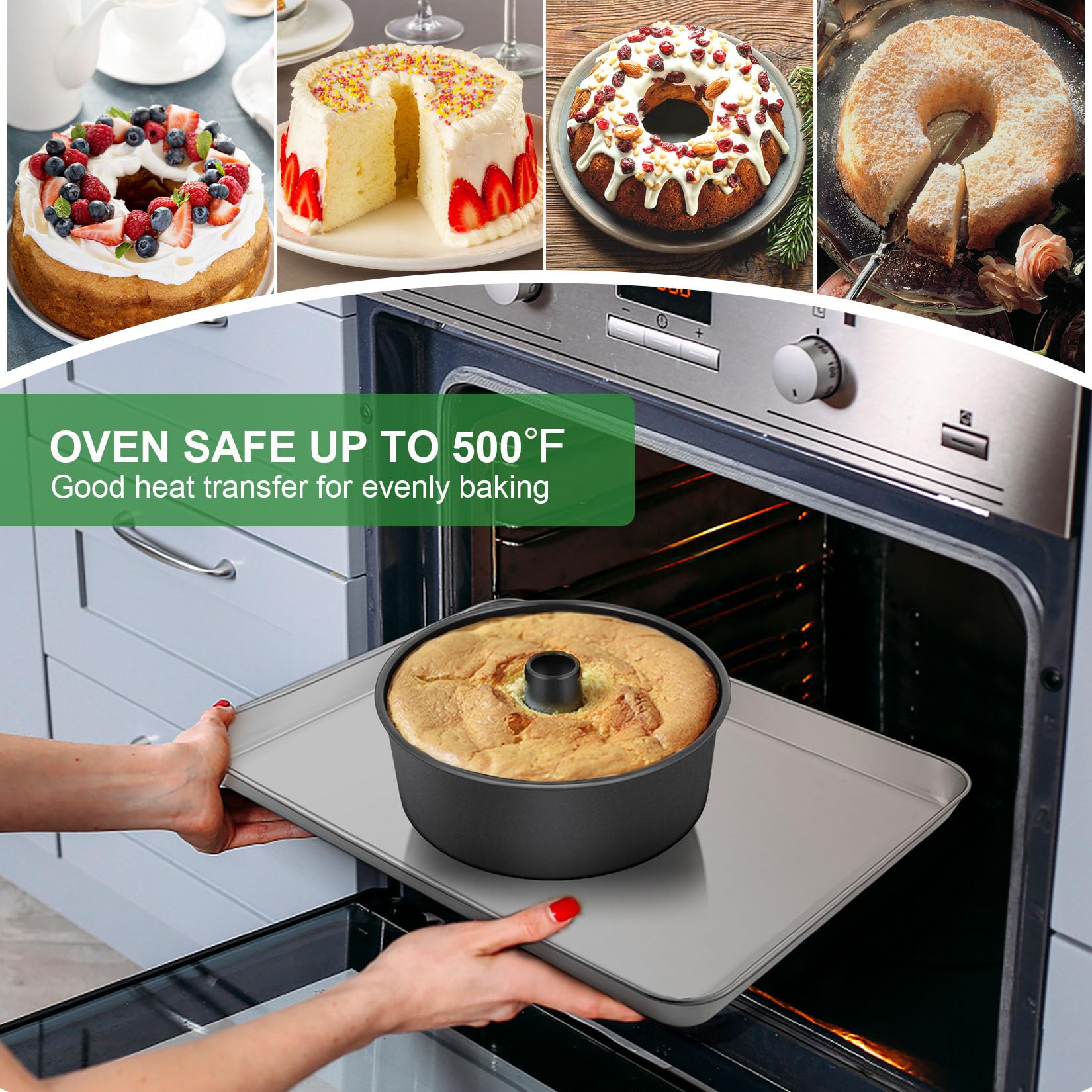 P&P CHEF non-stick coating enables easy cake release and quick cleanup.