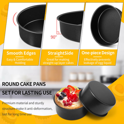 P&amp;P CHEF one-piece design cake pan reduces leaks and simplifies cleanup.