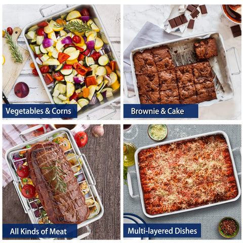 P&P CHEF roaster pan with sturdy handles for easy oven lifting