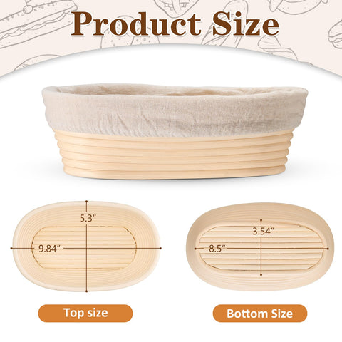 P&P CHEF oval basket interior with cloth liner keeps dough from sticking.