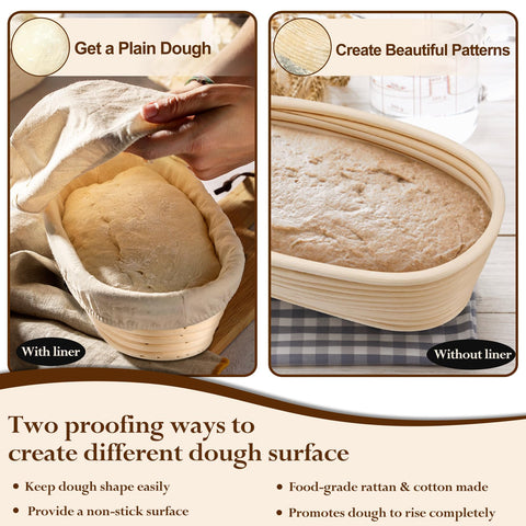 P&P CHEF natural rattan bread proofing basket highlights breathable airflow.