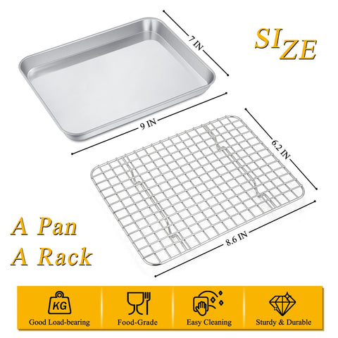 P&P CHEF stainless steel baking rack close-up shows durable grid for airflow