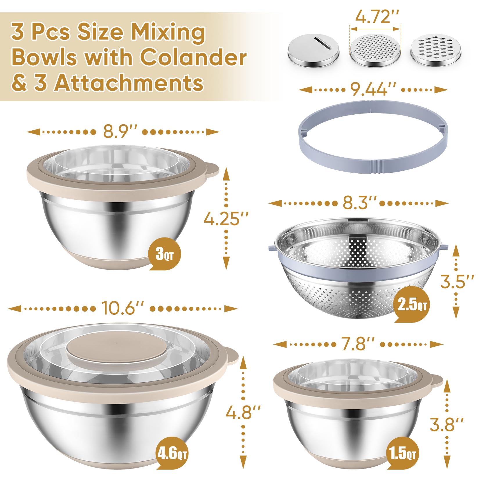 P&P CHEF 4.6 qt stainless steel bowl with airtight lid stays fresh.