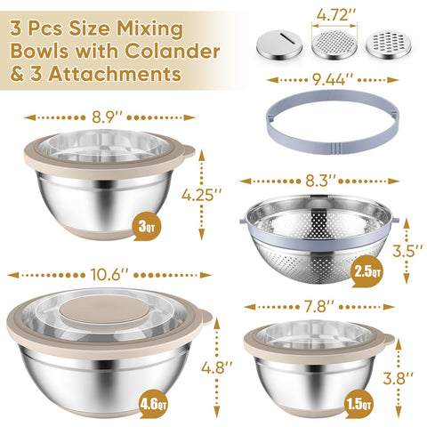P&P CHEF 4.6 qt stainless steel bowl with airtight lid stays fresh.