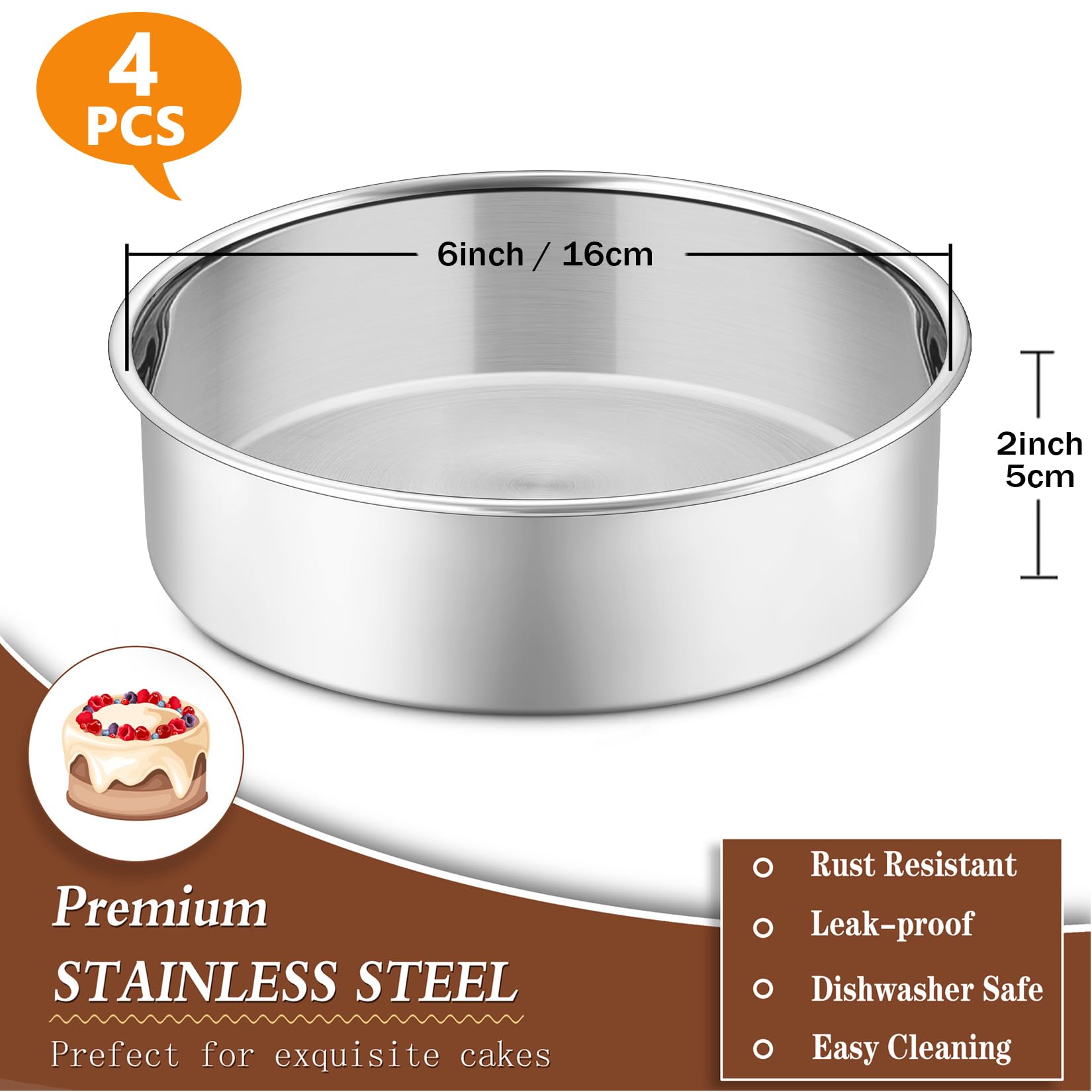 P&P CHEF stainless steel pans with mirror finish for sleek bakeware.