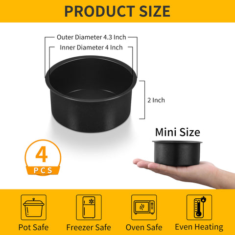 P&amp;P CHEF stainless steel core cake pan 4-inch for even heat distribution.