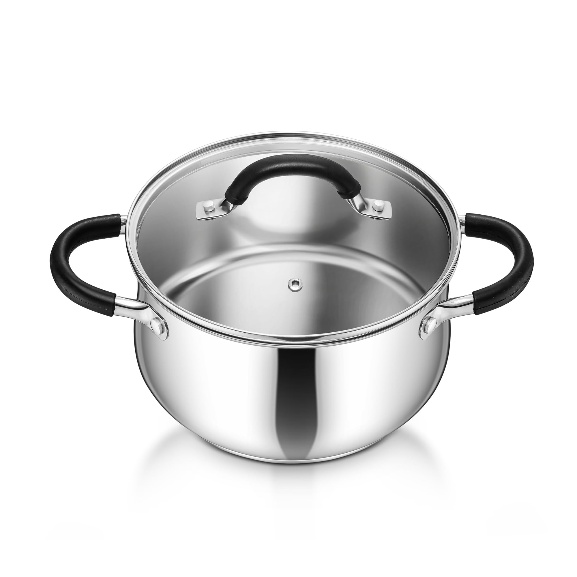 P&P CHEF 4 qt stock pot with visible lid for easy monitoring.