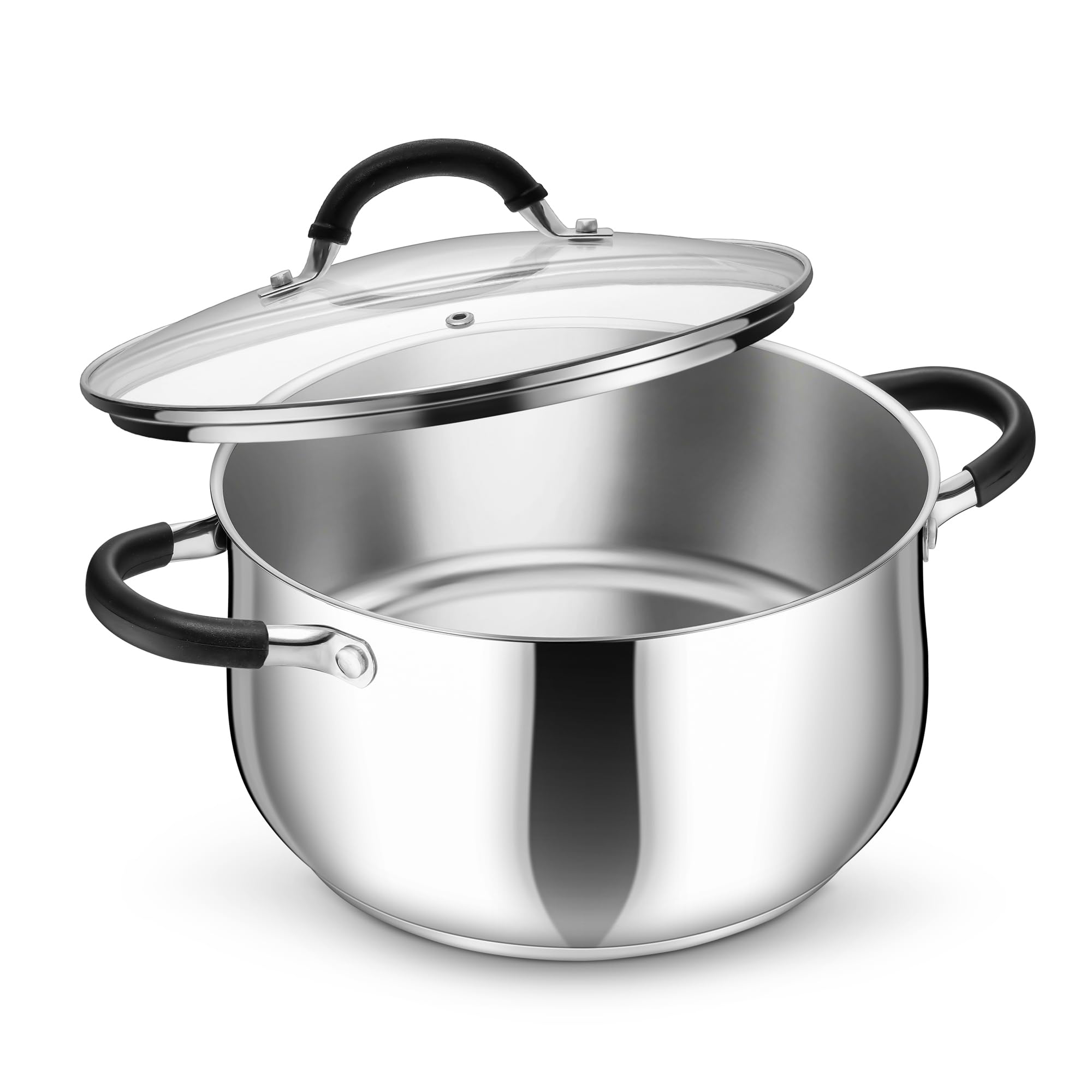 P&P CHEF stock pot with visible glass lid for easy cooking progress monitoring
