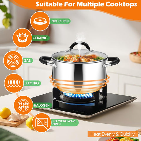 P&P CHEF stock pot is dishwasher safe for easy cleaning.