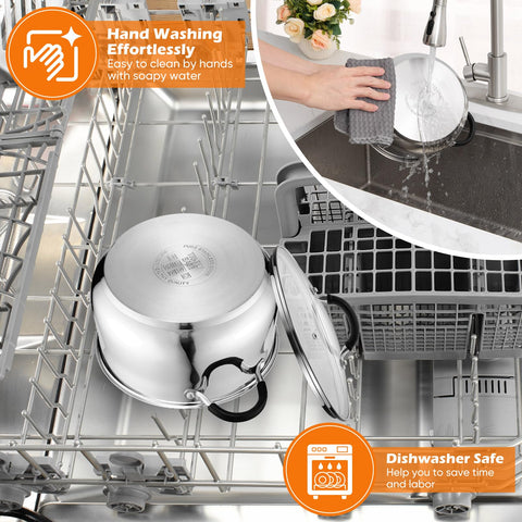 P&P CHEF stock pot compatible with induction, gas, and electric stoves.