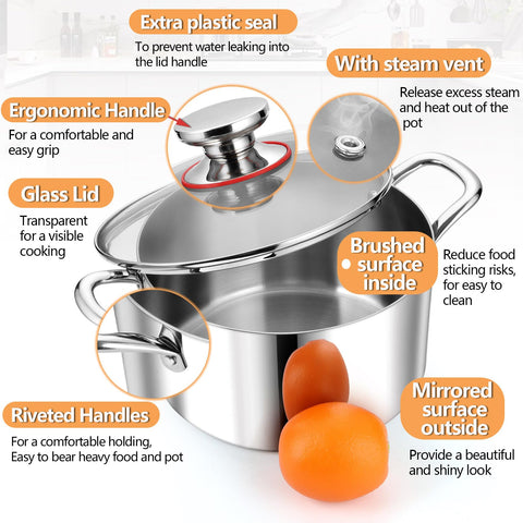 PP CHEF sturdy riveted handles provide secure lifting on the stockpot.