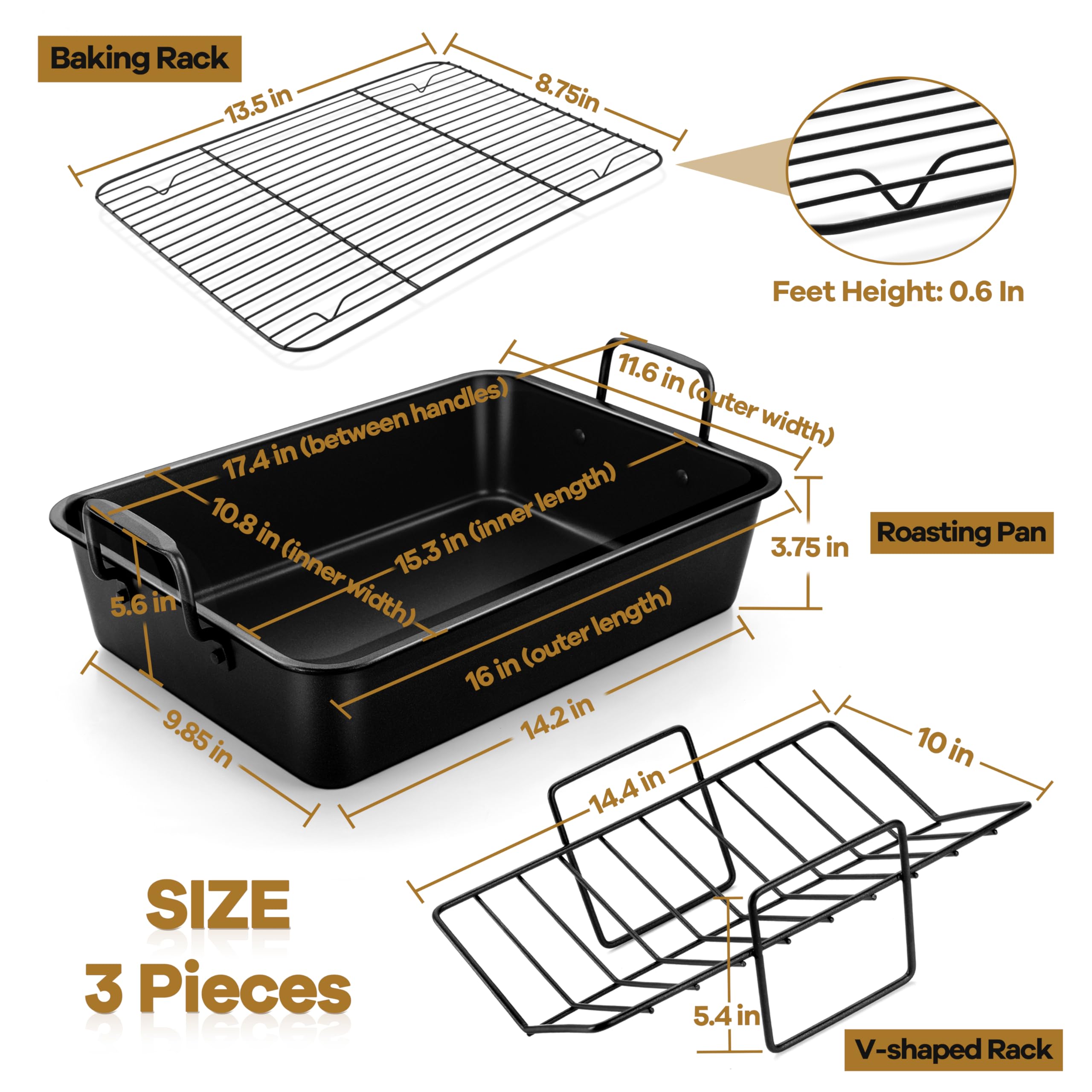 P&P CHEF V-rack for even heat circulation during roasting.