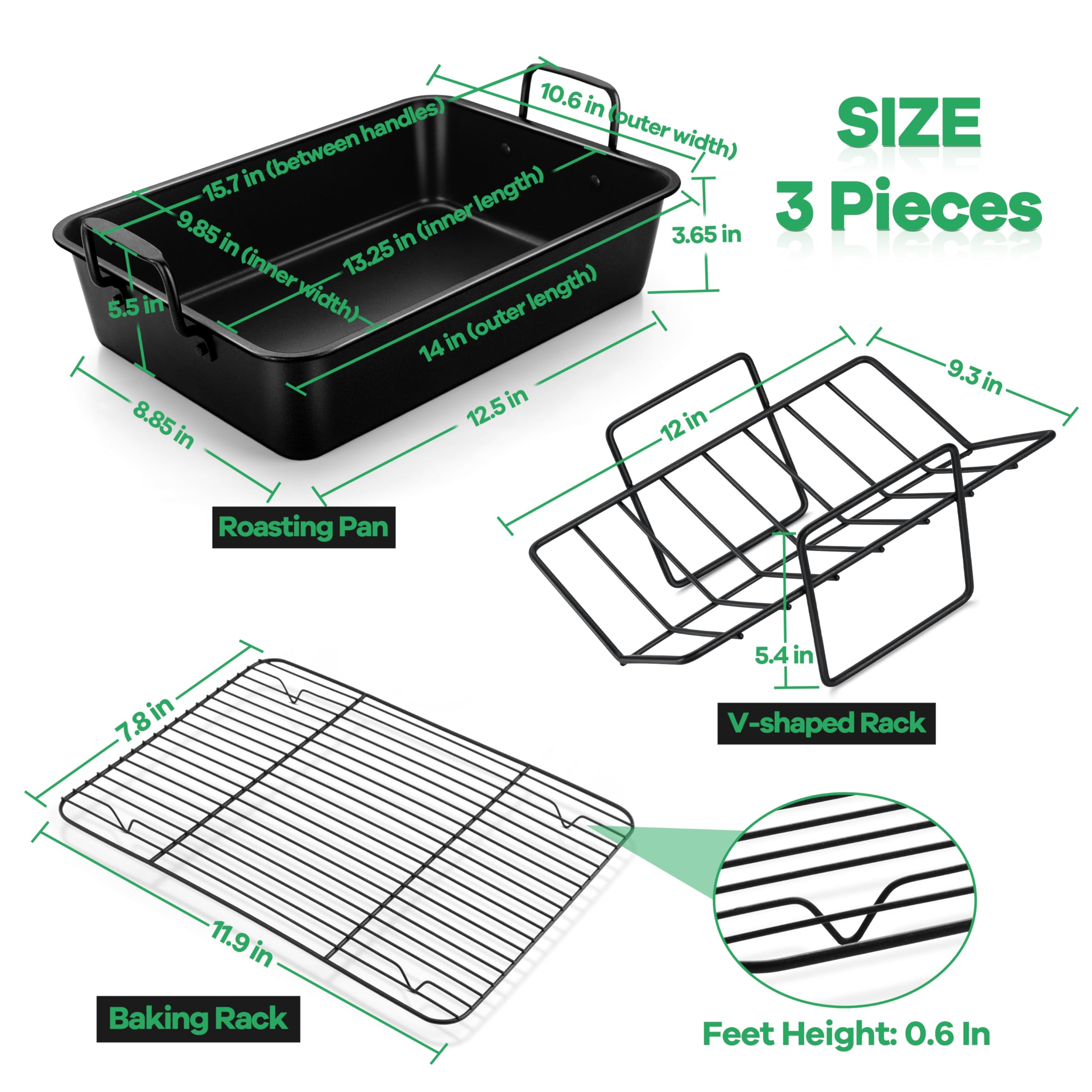 P&P CHEF v-shaped rack for even heat and elevated roasting