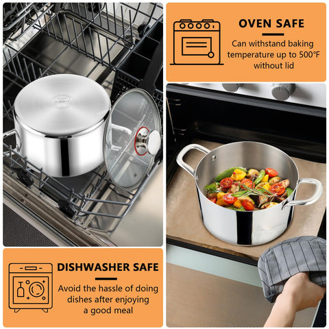 PP CHEF 4qt pot ideal for soups, pasta, steaming, and roasting.