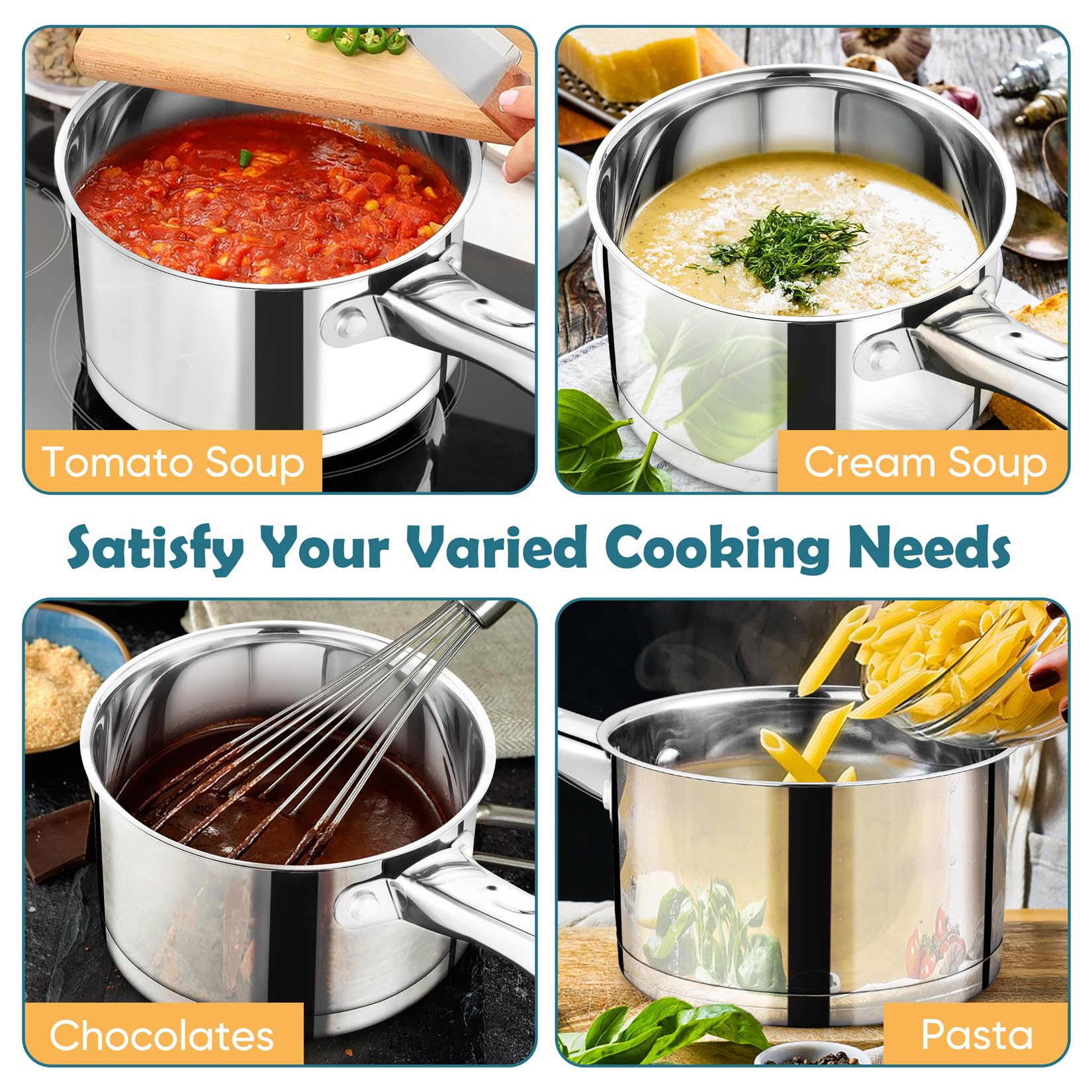 P&P CHEF 3 Qt stockpot versatile for pasta, soups, and more.