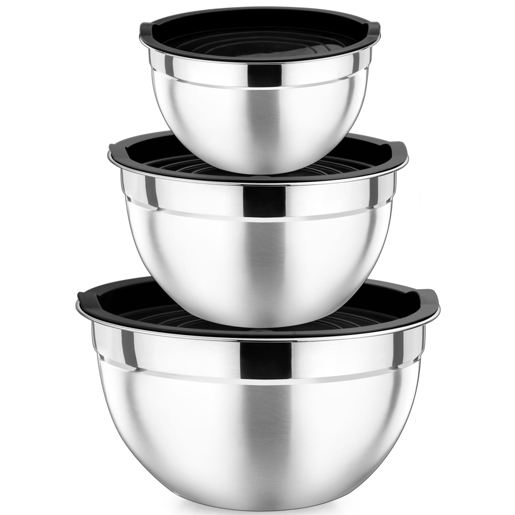 P&P CHEF 1.5 qt black mixing bowl with lid for quick prep.