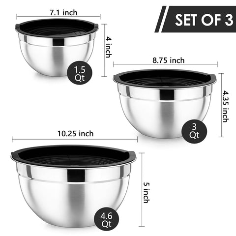P&P CHEF 3 qt black mixing bowl with lid for batters and salads.