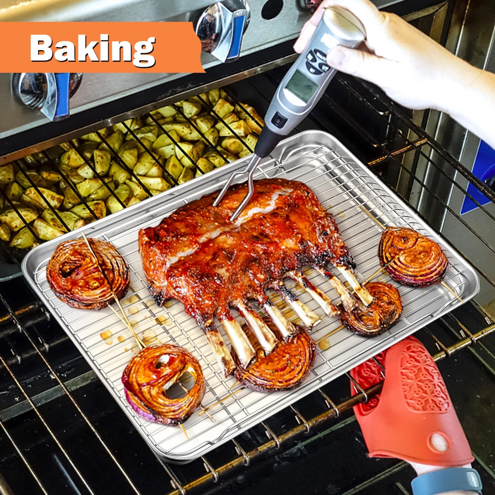 P&P CHEF cooling rack dishwasher-safe surface enables easy cleanup.