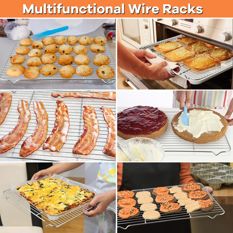 P&P CHEF cooling rack multi-use setup for cookies and wings.