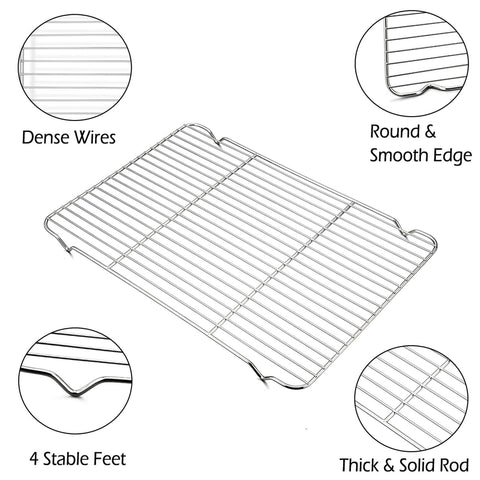 P&P CHEF cooling rack smooth-edge construction protects hands during use.