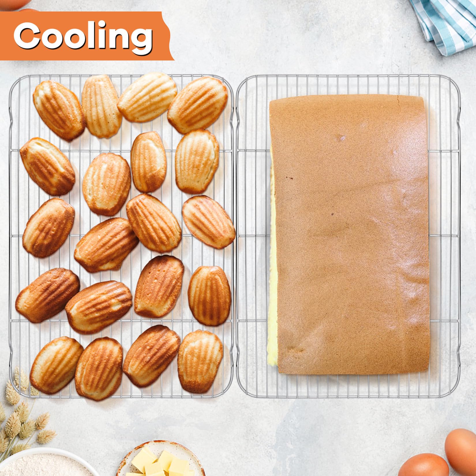 P&P CHEF cooling rack stainless-steel finish resists rust and warping.