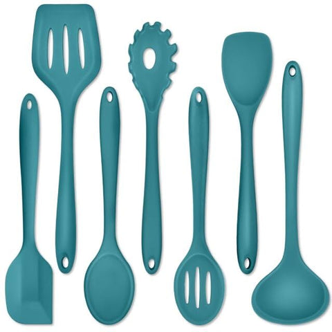 P&P CHEF 7-piece silicone utensil set displayed for versatile nonstick cooking.
