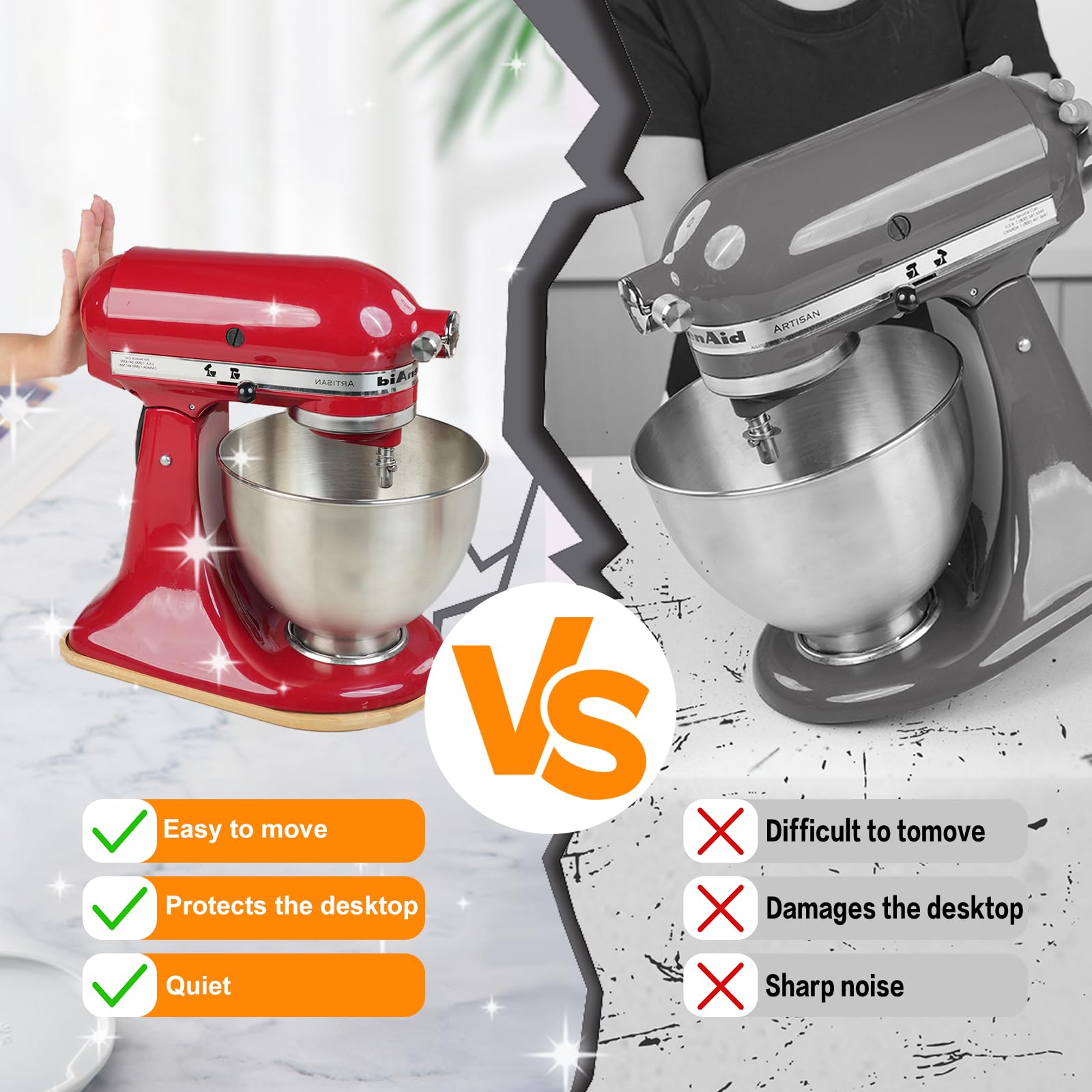 PQPO Bamboo Mixer Slider countertop setup for organized kitchen workspace
