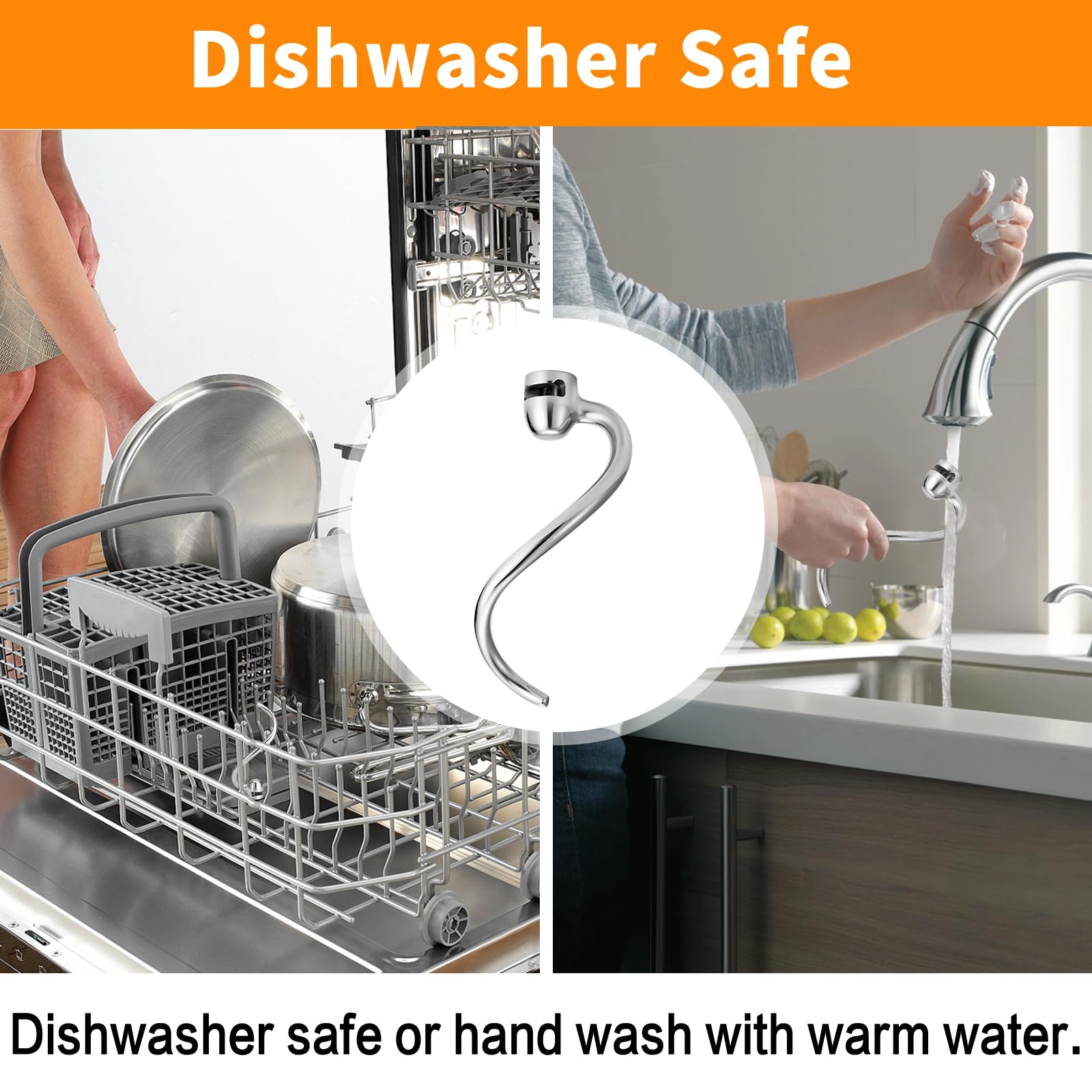 PQPO dishwasher-safe dough hook for quick cleanup