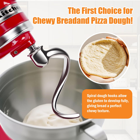 PQPO spiral-design kneads dough faster with deeper gluten activation.