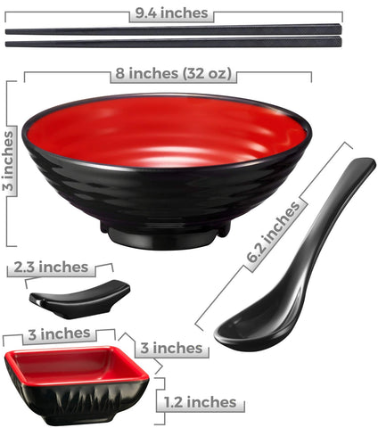 Practimondo ramen dipping bowls included for sauces and dipping with noodles