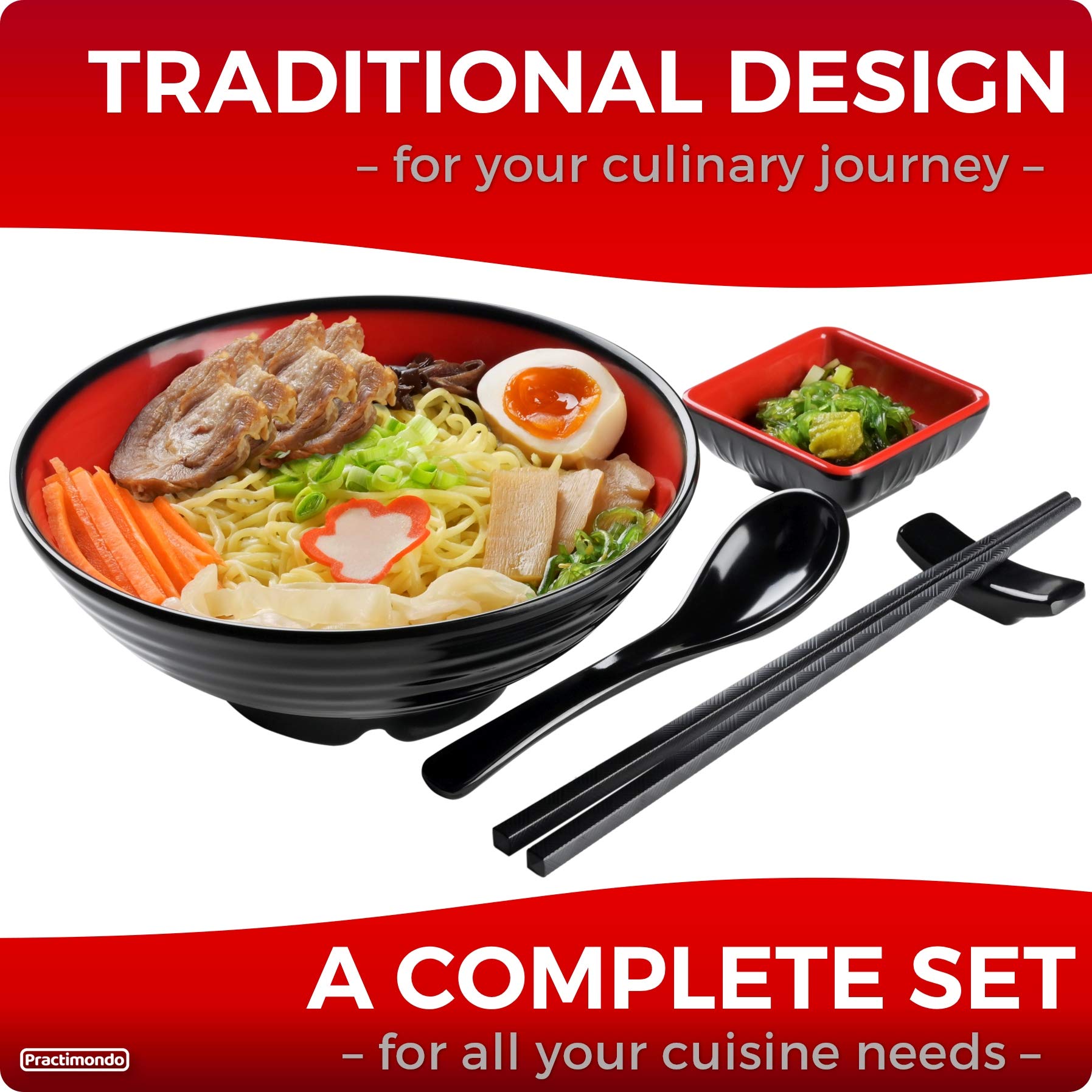 Practimondo chopsticks and spoons kit arranged for convenient noodle meals