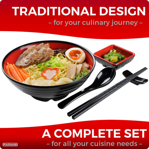 Practimondo chopsticks and spoons kit arranged for convenient noodle meals
