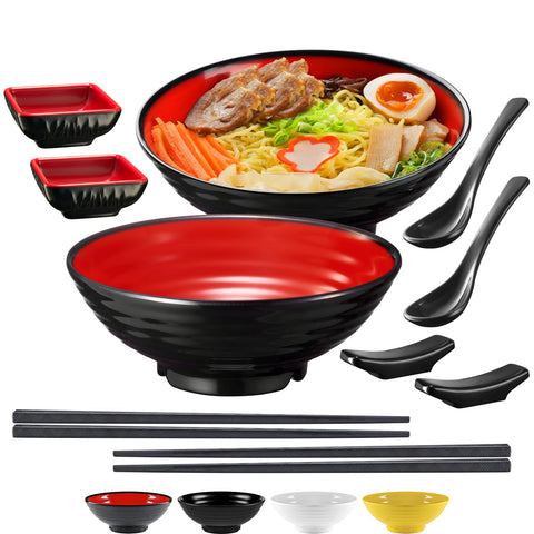 Practimondo unbreakable ramen bowls set with two large bowls shown for family meals