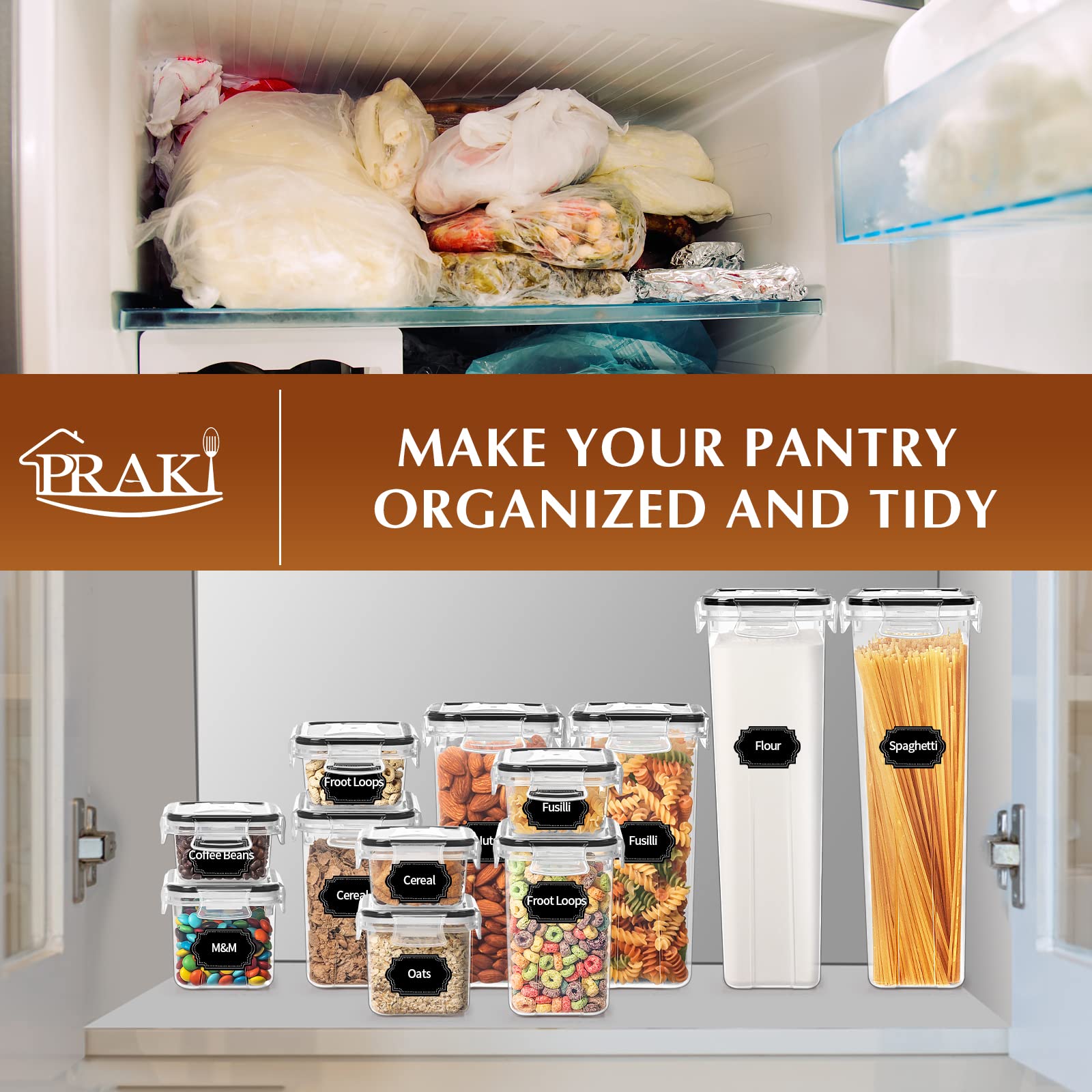 Praki 4-sided-locking-lids ensure air and moisture stay out.