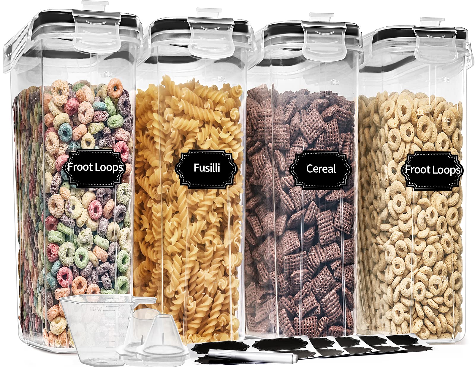 PRAKI cereal containers with pour spouts for easy, mess-free pouring.
