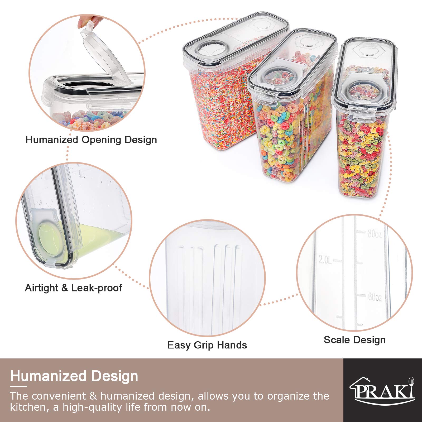 PRAKI food-grade plastic design ensures non-toxic storage