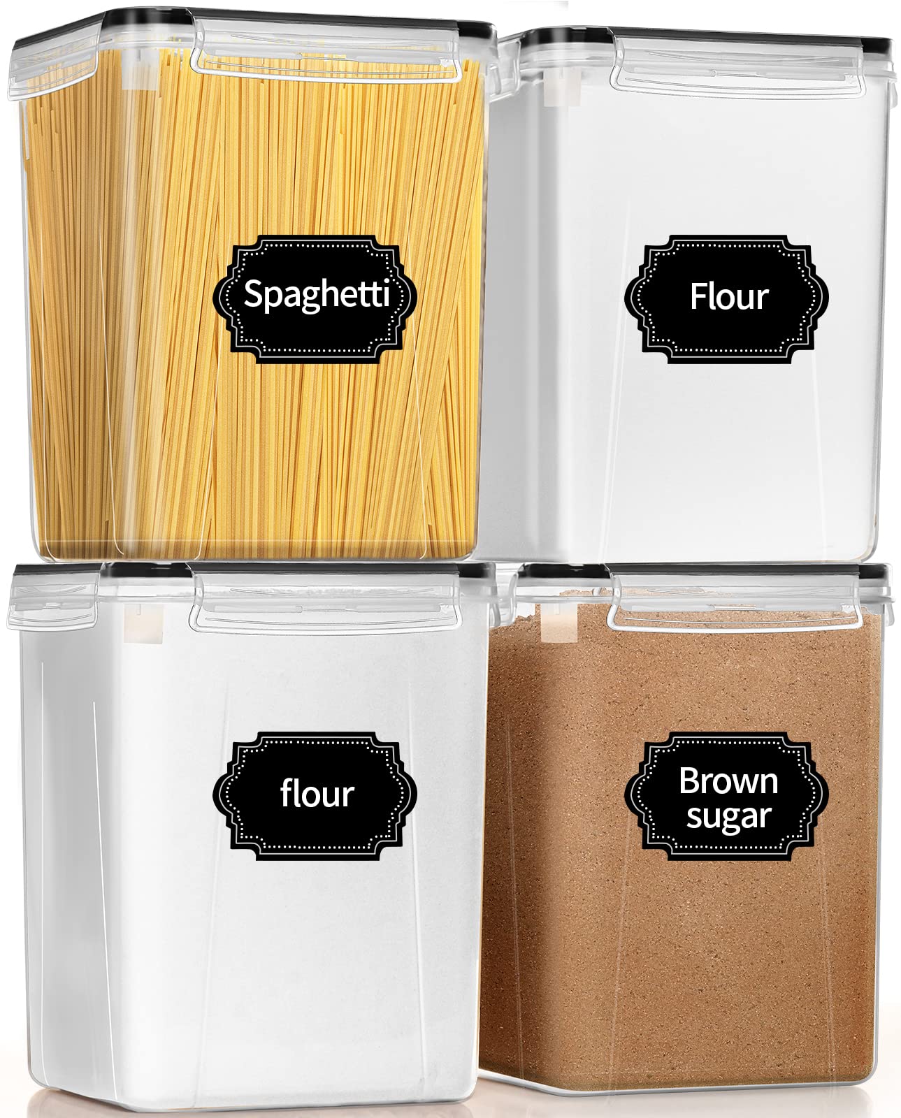 PRAKI large airtight container set with 5.2L capacity for organized pantry storage.