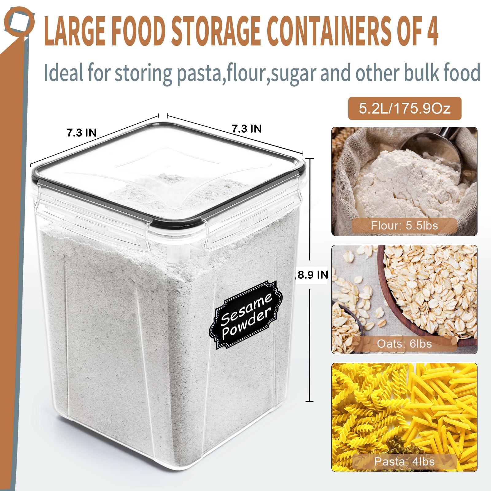PRAKI side-locking lids with silicone gasket ensure airtight freshness.