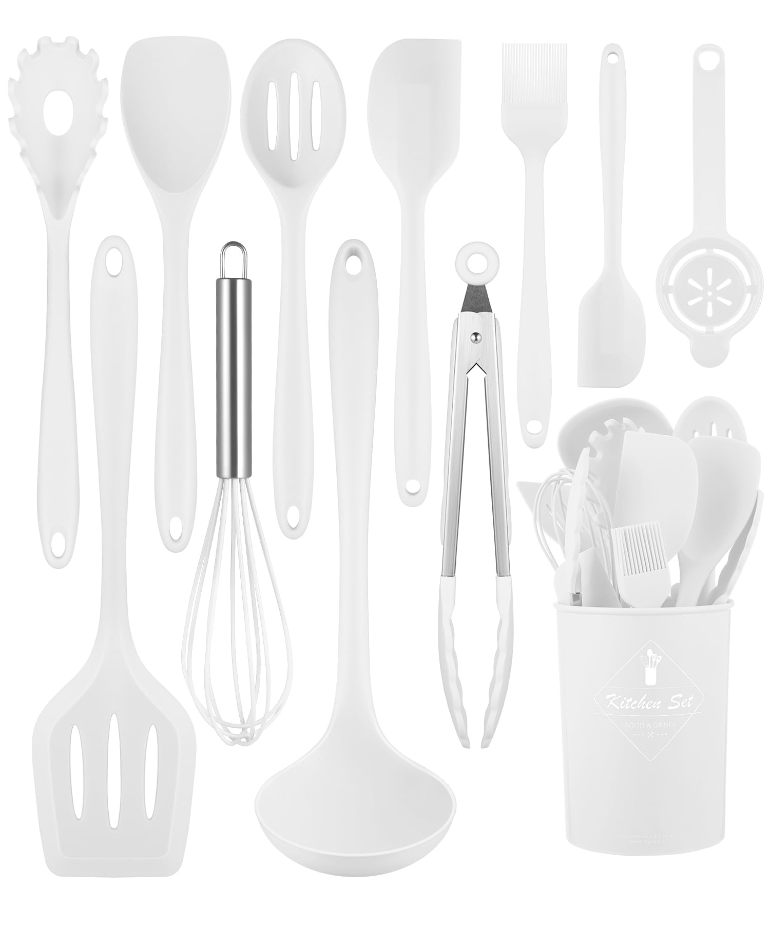 Pranski 12-piece silicone ladle for easy stirring without scratching nonstick cookware