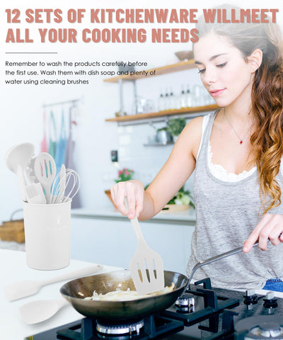 Pranski silicone slotted spoon with drainage reduces splashes and preserves pan coating