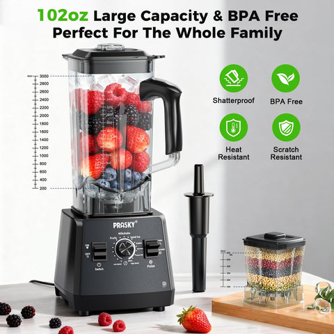 Prasky blender stainless blades deliver precise textures