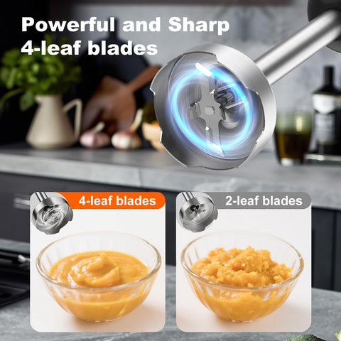 Prasky attachments include whisk, frother, and chopper for versatile tasks.